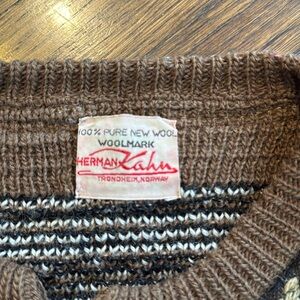Vintage Herman Kahn Norwegian cardigan wool sweater.